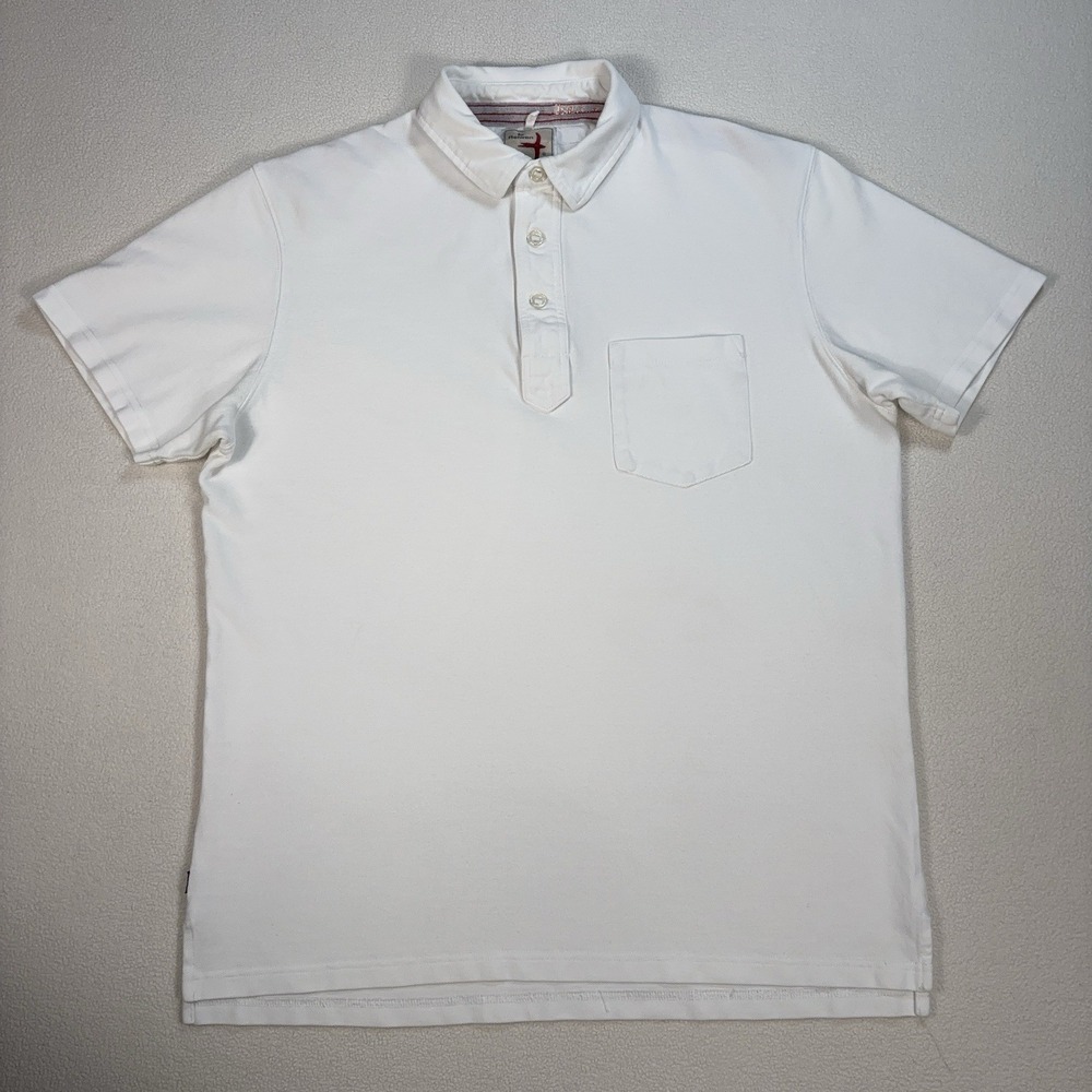 Relwen Polo Shirt Men's L White 100% Cotton Pocket Beach Resort Vacation